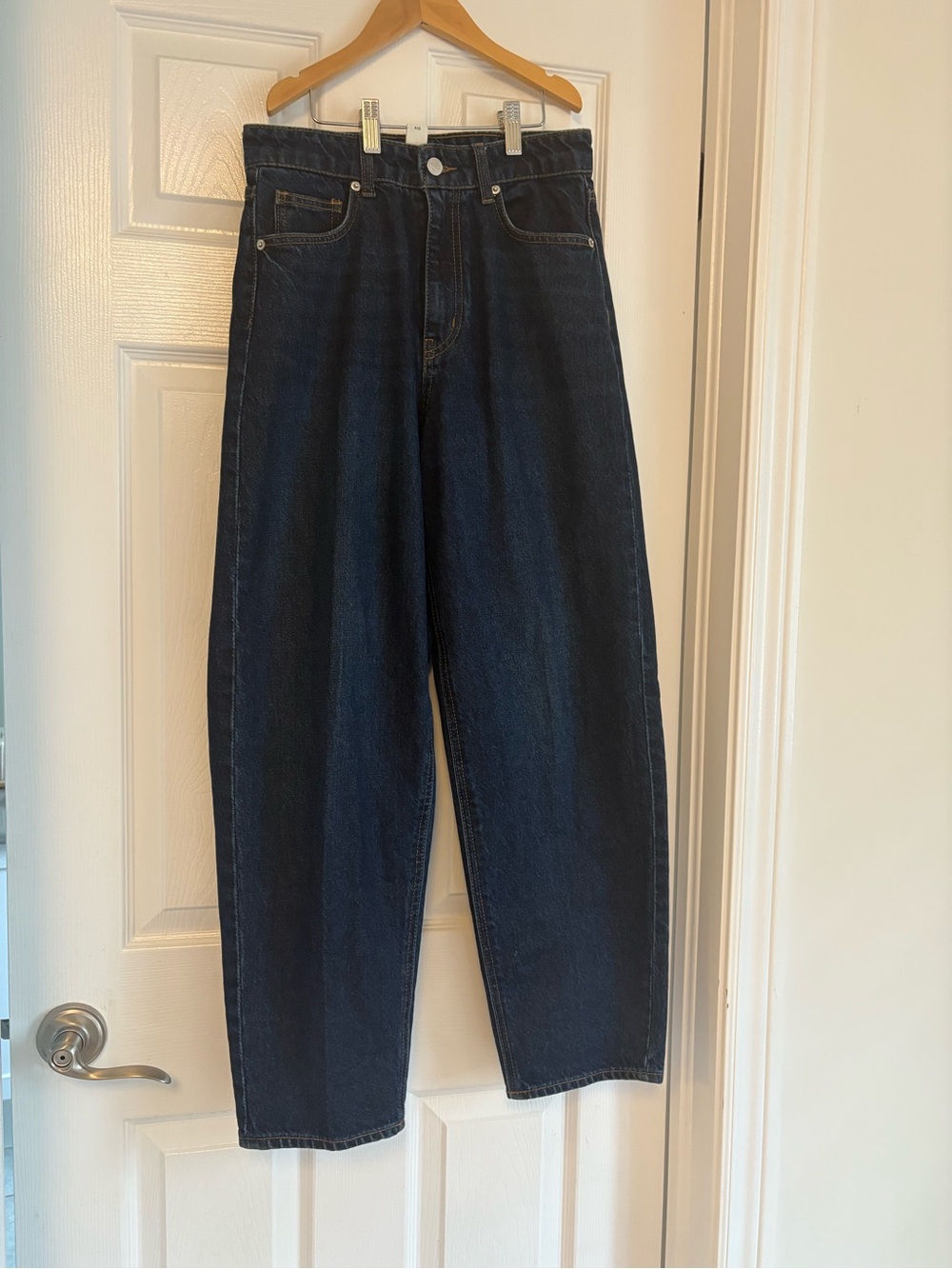 H&M Dark Blue High-Rise Straight Leg Jeans